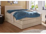 Boxspringbett HAPO, beige (beige, strukturstoff), Liegefläche B/L: 140cm x 200cm, kein Härtegrad, 7-Zonen-Kaltschaummatratze, Kopfteil, seitliche Unterbox und Obermatratze sind mit pflegeleichtem Feinstrukturstoff in Leinenoptik (100% Polyester) oder Kunstleder bezogen;Die Oberseite der Unterfederung und die Ober- und Unterseite der Obermatratze sind jeweils mit einem rutschhemmenden Stoff aus 100