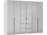 Drehtürenschrank OTTO HOME "Kleiderschrank Kleiderschränke Schrank Garderobe AGORDO mit Glasfront", grau (seidengrau, glas seidengrau), B:271cm H:229cm T:54cm, Holzwerkstoff, Schränke, Drehtürenschrank, mit Außenschubkästen, in 7 Breiten und 2 Höhen MADE IN GERMANY