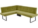 Eckbank K+W KOMFORT & WOHNEN, grün (olive), B:157cm H:87cm T:207cm, Sitzbänke, Eckbank, Polstereckbank in Spitzkissenoptik, Sitz und Rücken gesteppt