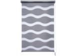 Doppelrollo LIEDECO "Wave" Gr. 3, grau, B:40cm H:150cm, Metall, Polyester, Rollos, Doppelrollo, Klemmfix-DUO-Rollo, Doppelrollo "Wave"