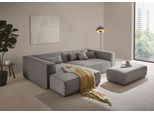 Ecksofa "PIARA XXL, L-Form, Schlaffunktion, Cord, Leinenoptik o. Strukturstoff", grau (anthrazit), B:288cm H:66cm T:198cm, 100% Polyester, LEGER HOME BY LENA GERCKE, Sofas, Ecksofa, Hocker stellbar zum Schlafsofa (Krokodilverbinder), tiefe Sitzfläche