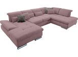 Wohnlandschaft "SO 4100 komfortable Federkernunterfederung, inkl. Kopfteilverstellung", lila (flieder 92), B:365cm H:80cm T:225cm, SET ONE BY MUSTERRING, Sofas, Wohnlandschaft, wahlweise Bettfunktion und Sitztiefenverstellung, U-Form