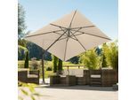 Ampelschirm SCHNEIDER SCHIRME "Rhodos Twist", beige (natur), Obermaterial: 100% Polyester, Standschirme, Ampelschirm, natur, quadratisch, ohne Wegeplatten