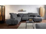 Wohnlandschaft HOME AFFAIRE "Manhattan U-Form", grau, B:345cm H:102cm T:247cm, Luxus Microfaser2 (90% Polyester, 10% Polyamid);Flachgewebe (100% Polyester);Luxus-Microfaser1 (100% Polyester), Sofas, Wohnlandschaft, 2 Sitze mit elektrischer Relaxfunktion, verstellbare Armlehnen