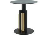 Beistelltisch KAYOOM "Ontario 225, Runde Glasplatte aus Sicherheitsglas, 100% Edelstahl", schwarz (gold, grau, gold, grau), B:46cm H:52cm T:46cm, 100% Edelstahl, 100% Aluminium, 100% Eisen / Sicherheitsglas, Tische, Beistelltisch, Modernes Design, zweifarbiges Säulengestell, Eyecatcher Element