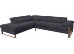 Ecksofa W.SCHILLIG "finn, Designsofa mit tollem Sitzkomfort, bequem, L-Form", grau (antracite s37), B:281cm H:71cm T:230cm, Flachgewebe S22 (100% Polyester);Stoff S37 (100% Polyester);Longlife Xtra-Leder Z59: Glattleder mit modischer Prägung. Hautstärke 0, 9 - 1, 1 mm, Sofas, Ecksofa, German Design Award 2016, Fußgestell Nussbaum natur, Breite 281 cm