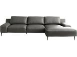 Ecksofa DESIGNWERK "Forma L-Form, zeitloses Designsofa mit aktuellem Fuß", grau (steel), B:344cm T:162cm, Leder;Struktur 98% Polyester, 2% Acryl, Sofas, Ecksofa, in hochwertiger Verarbeitung & tollem Sitzkomfort