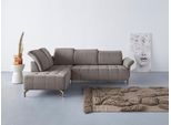 Ecksofa HOME AFFAIRE "Fresh L-Form", braun (latte), B:260cm H:79cm T:220cm, 100% Polyester, Sofas, Ecksofa, Federkern, wahlweise Kopfteilverstellung und motorischer Vorziehsitz