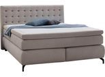Boxspringbett JOCKENHÖFER GRUPPE "Jessica inklusive 9cm Kaltschaum-Topper", grau (hellgrau 474, 09), B:192cm L:214cm, Bezug Bett: 100% Polyester;Topper und Matratzenspiegel: 100% Polyester, Komplettbetten, Boxspringbett, und 7-Zonen-TTFK-Matratze (H3,H3/H4 oder H4), Liegefläche 180x200cm
