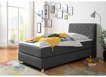 Boxspringbett HOME AFFAIRE "Parla", grau (anthrazit), L:218cm, 100% Polyester, Komplettbetten, Boxspringbett, incl. Topper, 4 Farben in 4 Breiten, 2 Härtegraden, 3 Matratzenarten
