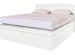 Boxspringbett, weiß, B:145cm L:212cm, Box und Kopfteil: Microvelours (100% Polyester) oder Kunstleder (Polyurethan);Bezug der Obermatratze: 100% Polyester, WESTFALIA SCHLAFKOMFORT, Komplettbetten, Boxspringbett, wahlweise mit Bettkasten