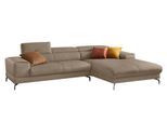 Ecksofa W.SCHILLIG "Piedroo, Designsofa mit tollem Sitzkomfort, elegant und bequem, L-Form", braun (stone z59), B:303cm H:70cm T:193cm, Longlife Xtra-Leder Z59: Glattleder mit modischer Prägung. Hautstärke 0, 9 - 1, 1 mm, Sofas, Ecksofa, Kopfteilverstellung, wahlweise mit Sitztiefenverstellung, Breite 303cm