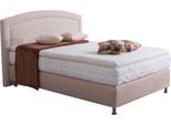 Boxspringbett, beige, B:114cm L:210cm, Bezug Unterbox und Kopfteil: Mikrovelours, strapazierfähig und pflegeleicht (100% Polyester);Bezug Obermatratze: 100% Polyester, waschbar bis 60C;Bezug Topper: 100% Polyester, waschbar bis 60C, WESTFALIA SCHLAFKOMFORT, Komplettbetten, Boxspringbett, mit Topper