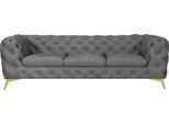 Chesterfield-Sofa HOME AFFAIRE "Glynis", grau (hellgrau), B:243cm H:75cm T:99cm, Struktur (100% Polyester);Samtoptik (100% Polyester), Sofas, Chesterfield-Sofa, aufwändige Knopfheftung, moderne Chesterfield Optik, Fußfarbe wählbar
