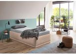Polsterbett "Texel", beige (sand), B:126cm H:42cm L:206cm, Bezug Bett: Veloursstoff 100% Polyester oder Microfaser (100% Polyester);Bonnell-Federkernmatratze: 51% Polypropylen, 39% Polyester und 10% Baumwolle;Kaltschaummatratze: 100% Polyester, Bezug abnehm- und waschbar bis 60C;Kissenbezug: 100% Polyester, Füllung : 100% Polyester (Hohlfaser), WESTFALIA SCHLAFKOMFORT, Betten, Polsterbett, Komfort