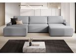 Wohnlandschaft TRENDMANUFAKTUR "Challenge, Schlafsofa mit Bettkasten, Couch in U-Form, Breite 333 cm", grau, B:333cm H:98cm T:168cm, 92% Polyester / 8% Nylon, Sofas, Wohnlandschaft, XXL Sofa mit Bettkasten & Schlaffunktion, auch in trendigem Cordstoff