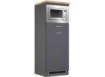 Backofen/Kühlumbauschrank KOCHSTATION "KS-Milan", grau (anthrazit), B:60cm H:166cm T:60cm, Holzwerkstoff, Schränke, Backofen/Kühlumbauschrank, Mikrowellen-Kühlschrankumbau 60 cm, matt oder hochglänzend