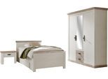 Schlafzimmer-Set HOME AFFAIRE "Florenz", weiß (pinie weiß), B:100cm T:200cm, Holz teilmassiv, Metall, Schlafzimmermöbel-Sets, Schlafzimmer-Set, in 3 verschiedenen Ausführungen