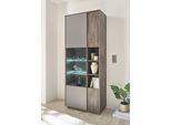 Vitrine HOME AFFAIRE "LARGO", braun (thermo oak dekor), B:80cm H:200cm T:40cm Ø:80cm, Schränke, Vitrine, Soft-Close-Funktion, Höhe ca. 200 cm