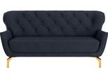 3-Sitzer SIT & MORE "Orient 3", blau (dunkelblau), B:183cm H:89cm T:88cm, 100% Polyester, Sofas, 3-Sitzer, inkl. 2 Zierkissen mit Strass-Stein, goldfarbene Metallfüße