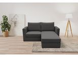 2-Sitzer DOMO COLLECTION "Bibury smartes, modulares Ecksofa aus Sofa & Hocker mit Schlaffunktion", grau (anthrazit), B:178cm H:90cm T:80cm, 100% Polyester, Sofas, 2-Sitzer, Sitzfläche mit Federkern, inkl. 2 Rückenkissen
