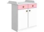 Wickelkommode WIMEX "Cindy2", rosa (weiß, rosé), B:91cm H:101cm T:75cm, Holzwerkstoff, Wickelkommoden, Wickelkommode, umbaufähig zur Kommode