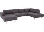 Wohnlandschaft HOME AFFAIRE "Lasse U-Form", grau (anthrazit), B:355cm H:84cm T:203cm, Filzoptik (100% Polyester);Luxus-Microfaser (100% Polyester);Struktur fein( 100% Polyester), Sofas, Wohnlandschaft, im scandinavischem Stil mit Holzfüßen