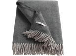 Wohndecke ESPRIT "Jade", grau (dunkelgrau, anthrazit, grau), B:140cm L:200cm, Baumwolle, Polyester, Wohndecken, Wohndecke, aus recycelter Baumwolle, Kuscheldecke