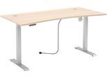 Schreibtisch INNOSTYLE "Schreibtisch Santorin, 160/72/77 cm ( B/H/T)", riva eiche, silber matt, riva eiche, B:160cm H:72cm T:77cm, Tische, Schreibtisch, mit Motor zur Höhenverstellung (72-120 cm) mit Memory-Funktion