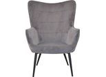 Sessel "Jaro", grau, H:99cm T:78cm, HOFMANN LIVING AND MORE, Sessel, Sessel, Polstersessel mit Beinen aus Stahlrohr, schwarz lackiert
