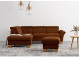 Ecksofa HOME AFFAIRE "Lindgren L-Form", rosa (kupfer), B:249cm H:84cm T:217cm, 100% Polyester, Sofas, Ecksofa, wahlweise mit TV-Funktion, Stauraum und Kopfteilverstellung