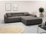 Ecksofa 3C CANDY "Denver auch mit Cord- und Easy care-Bezug, Kopfteilverstellung L-Form", grau, B:258cm H:68cm T:217cm, 95% Polyester, 5% Nylon, Sofas, Ecksofa, wahlweise. mit motorischer Sitztiefenverstellung