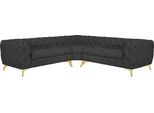 Chesterfield-Sofa HOME AFFAIRE "Ecksofa GLYNIS L-Form mit Wellenunterfederung, Maße B/T/H 264/264/75cm", grau (anthrazit), H:75cm T:264cm, Struktur (100% Polyester);Samtoptik (100% Polyester), Sofas, Chesterfield-Sofa, aufwändige Knopfheftung, moderne Chesterfield Optik, Fußfarbe wählbar