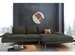 Ecksofa W.SCHILLIG "enjoy&MORE, Designsofa, bequem, zeitlos und elegant, L-Form", grün (hunter r66), B:340cm H:87cm T:185cm, Chenille-Flachgewebe R66 (85% Polyester, 15% Nylon);Longlife Xtra-Leder Z59: Glattleder mit modischer Prägung. Hautstärke 0, 9 - 1, 1 mm;Stoff S37 (100% Polyester), Sofas, Ecksofa, mit Sitztiefenverstellung, Füße silber matt, Breite 340 cm