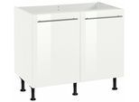 Spülenschrank OPTIFIT "Bern", weiß (weiß hochglanz, weiß), B:100cm H:87cm T:34,9cm, Schränke, Spülenschrank, 100 cm breit, mit 2 Türen, höhenverstellbare Füße, mit Metallgriffen