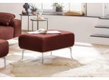 Polsterhocker W.SCHILLIG "run", rot (rosso marone z73), B:75cm H:46cm T:60cm, Longlife Xtra-Leder Z73: Naturwalkleder der Luxusklasse aus den erlesensten Rohhäuten. Hautstärke 1, 1 – 1, 3 mm;ROHLEDER Chenille-Flachgewebe Q2 W77 (68% Polyacryl, 32% Polyester);Stoff S37 (100% Polyester), Hocker, Polsterhocker, mit elegantem Holzsockel, Füße in Chrom glänzend, Breite 75 cm