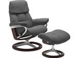 Relaxsessel STRESSLESS "Ruby", grau (grau batick), B:88cm H:101cm T:78cm, Leder BATICK: BATICK ist ein leicht korrigiertes, durchgefärbtes und genarbtes Möbelleder, bei dem die meisten Unebenheiten und Spuren in der Regel entfernt wurden.;Leder PALOMA: PALOMA ist ein durchgefärbtes Semianilin-Möbelleder mit natürlicher Narbung., Sessel, Relaxsessel, mit Signature Base, Größe L, Gestell Eiche, Weng