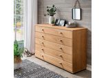 Schubkastenkommode WIEMANN "Kiruna", braun (eiche teilmassiv), B:141cm H:86cm T:43cm, Holz teilmassiv, Sideboards, Schubkastenkommode, vormontiert