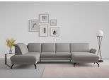 Wohnlandschaft SIT & MORE "Fashion U-Form", grau, B:338cm H:84cm T:207cm, Sofas, Wohnlandschaft, wahlweise mit Kopfteilverstellung, Vorziehsitz, motorisch, Metallfüße