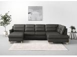 Wohnlandschaft SIT & MORE "Farö U-Form", grau (anthrazit), B:325cm H:90cm T:187cm, Sofas, Wohnlandschaft, inklusive Federkern, wahlweise mit Bettfunktion und Bettkasten