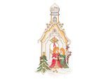 Fensterbild "Kapelle mit Engeln" Gr. 1, beige (beige, ecru, goldfarben), B:20cm H:41cm, Polyester, W. REUTER & SOHN - PLAUENER SPITZE, Fensterbilder, Fensterbild, Made in Germany