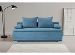 Schlafsofa WERK2 "Biggi komfortabel & elegant, Schlaffunktion, Bettkasten, Breite 206 cm", blau (hellblau), B:206cm H:88cm T:91cm, 95% Polyester, 5% Nylon, Sofas, Schlafsofa, inkl. losen Kissen, Struktur weich ASTON, hellblau