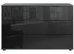 Schubkastenkommode WIMEX "Saigon", schwarz (graphit, glas schwarz), B:130cm H:83cm T:41cm, Holzwerkstoff, Sideboards, Schubkastenkommode, mit 6 Schubladen, wahlweise Glas-oder Spiegelfronten