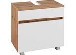 Waschbeckenunterschrank WELLTIME "Lucca", weiß (eichefarben, weiß, matt), B:60cm H:60cm T:35cm, Schränke, Waschbeckenunterschrank, Inklusive Ausschnitt für Siphon