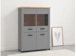 Vitrine HOME AFFAIRE "Valencia", grau (graphite grau, artisan eiche, grau mat), B:103,5cm H:143cm T:41cm, Glas, Holzwerkstoff, MDF, Schränke, Vitrine, 2 Türen mit 4mm-Sicherheitsglas, Breite 103,5 cm