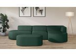 Ecksofa OTTO HOME "EIVIND Designer Sofa mit Ottomane rechts/links, B/T/H: 343/159/72 cm", grün (dunkelgrün), B:343cm H:72cm T:159cm, 100% Polyester, Sofas, Ecksofa, L-Form mit Wellenunterfederung, auch in Feincord und Bouclé