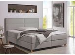 Boxspringbett HOME AFFAIRE "Caria", grau (silbergrau), B:111cm L:209cm, Strukturstoff-Bezug (100% Polyester);Topperbezug 100% Polyester, Komplettbetten, Boxspringbett, in 5 Breiten, 3 Matratzen-Ausführungen, 2 Härtegraden, Topper