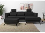 Ecksofa SIT & MORE "Olsen L-Form", schwarz, B:261cm H:88cm T:172cm, 100% Polyester, Sofas, Ecksofa, inklusive Sitztiefenverstellung, wahlweise mit Bettfunktion, 15cm hoch