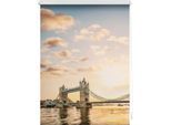 Seitenzugrollo LICHTBLICK ORIGINAL "Rollo Klemmfix, ohne Bohren, blickdicht, Tower Bridge - Rot Weiß", rot (rot, weiß, weiß), B:120cm H:150cm, Polyester, Rollos, Seitenzugrollo