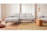 Ecksofa EXXPO - SOFA FASHION "Palic, inkl. Rückenverstellung, bequem, elegant, Breite 245cm, L-Form", beige (papyrus), B:245cm H:87cm T:185cm, Webstoff Premium: 67% Polyester, 33% Baumwolle;Webstoff: 100% Polyester;Velours: 100% Polyester, Sofas, Ecksofa, vom Sofa zum Hochlehner. Hohe Füße und Holzblende als Designmerkmal
